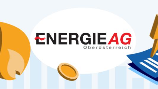 Energie AG Logo, Blitz, Feuerflamme, Münzen und Vertrag