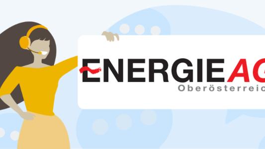 Energie AG Logo und Mitarbeiterin des Anbieters
