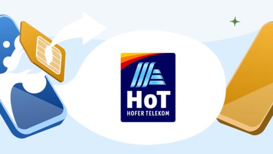 Zwei Handy, eine SIM-Karte und Titel HoT Tarife in der Mitte