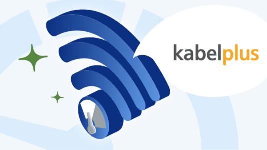 WLAN Geschwindigkeits-Zeichen mit Kabelplus Logo