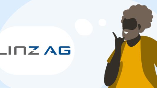 Linz AG Logo und Person, die mit dem Anbieter Kontakt aufnehmen will