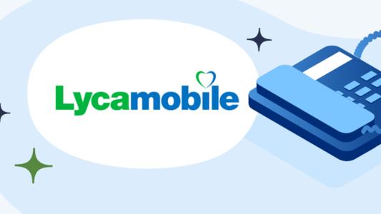Lycamobile Logo mit Schnurtelefon daneben