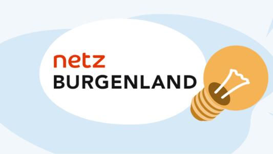 Netz Burgenland Logo mit gelber Glühbirne