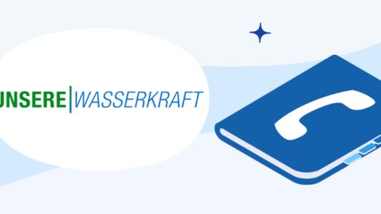 Unsere Wasserkraft Logo und Telefonbuch