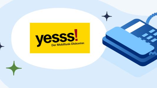 Telefon mit Yesss Logo und Sternchen