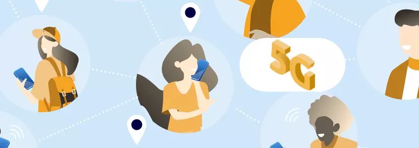 Frau die telefoniert und mit 5G vernetzt ist