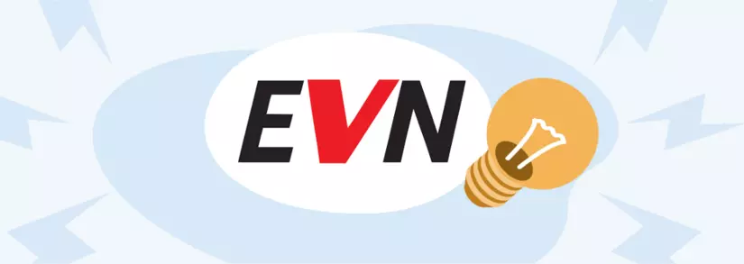 EVN Logo mit gelber Glühbirne