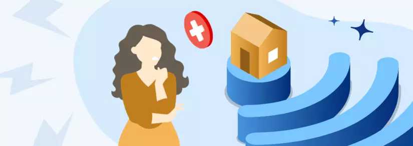 Frau schaut verzweifelt auf Haus ohne Internet Verbindung