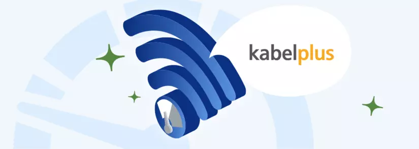 WLAN Geschwindigkeits-Zeichen mit Kabelplus Logo