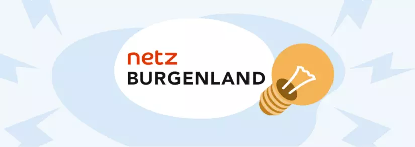 Netz Burgenland Logo mit gelber Glühbirne