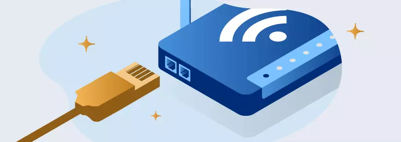 Router mit gelbem Netzwerkkabel
