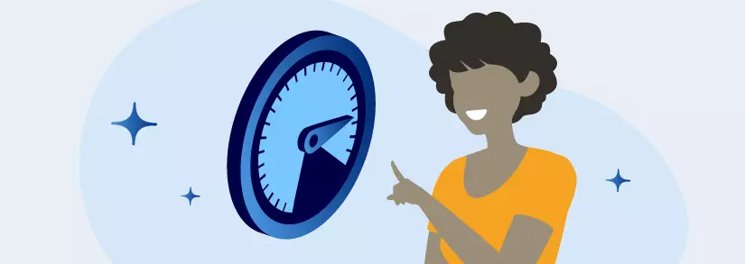 Frau neben einem Speedtest