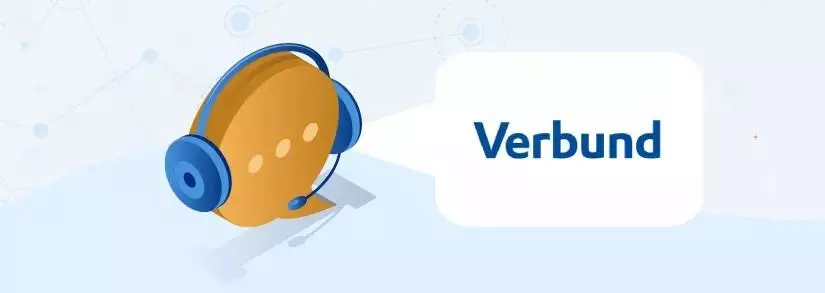 Verbund Logo und Sprechblase mit Kopfhörer, repräsentierend Kelag Kundenservice