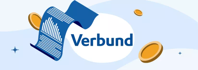 Vertrag und Münzen umgeben vom VERBUND Logo